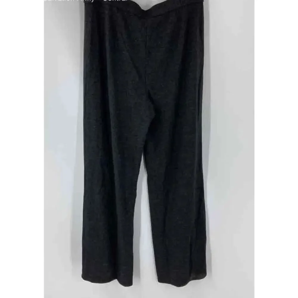 NWT J.Jill Wearever Collection Black Marl Knit Pull-On Wide Leg Pants Size M